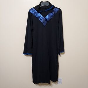 Black & Blue Adult Halloween Cosplay Costume Hooded Cloak Medium